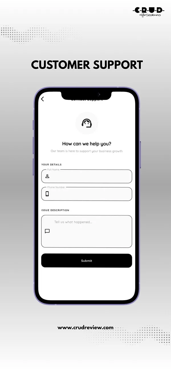 CRUD Review on App Store, In-app support