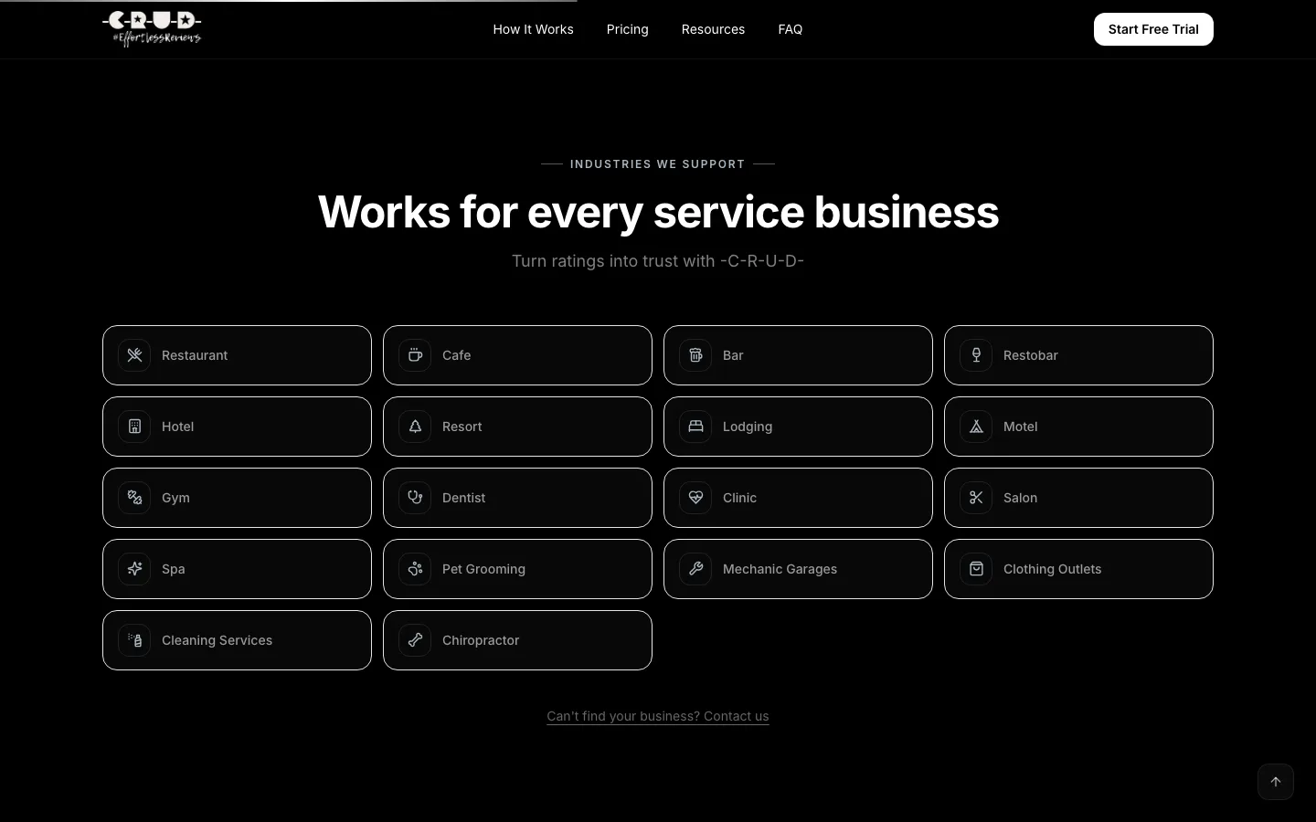 CRUD Review, Built for 18 service industries
