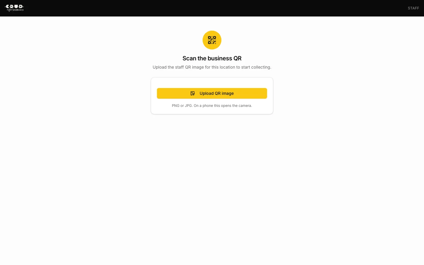 CRUD Review, Web app: staff mode, scan the business QR