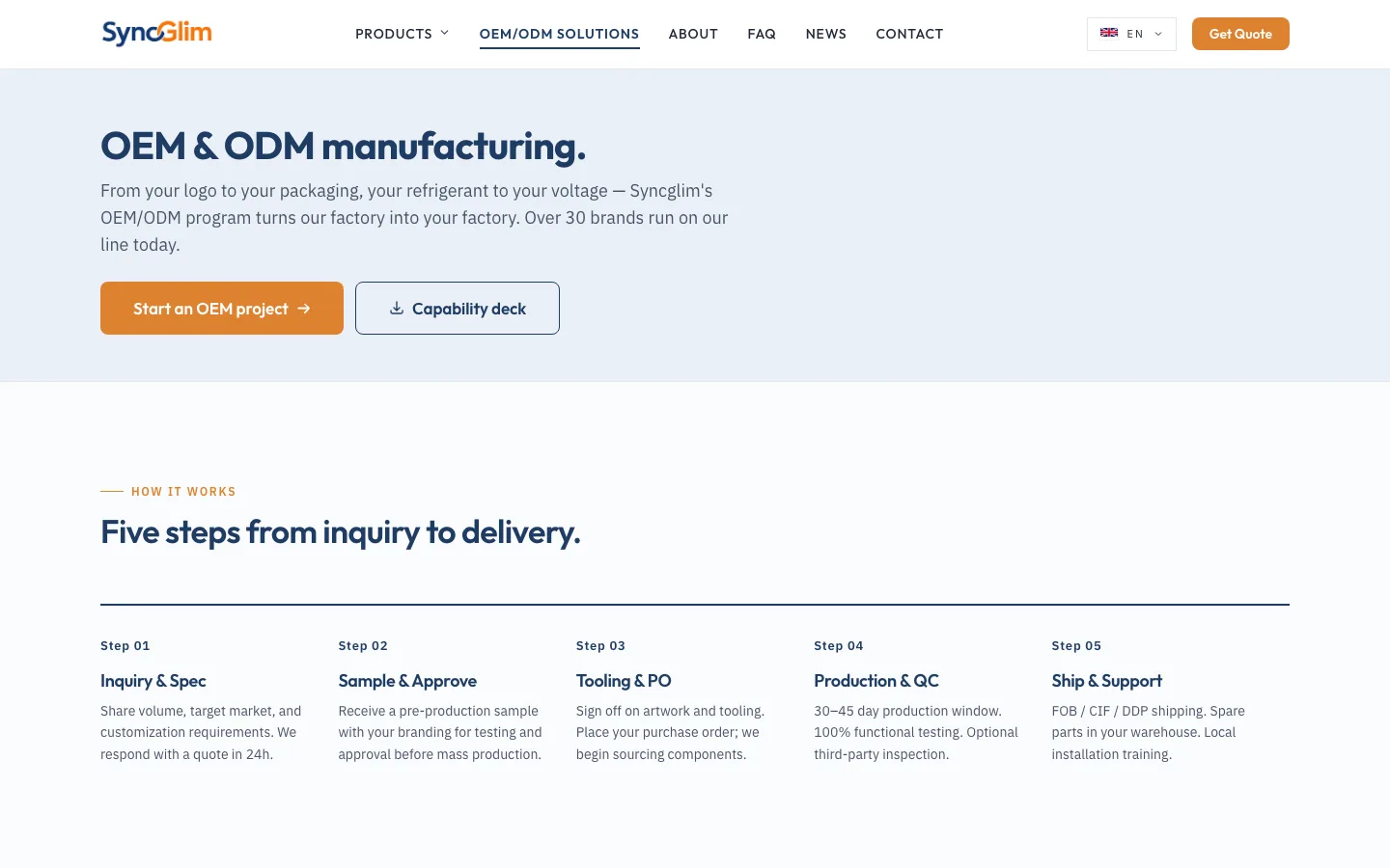 Syncglim, OEM and ODM process
