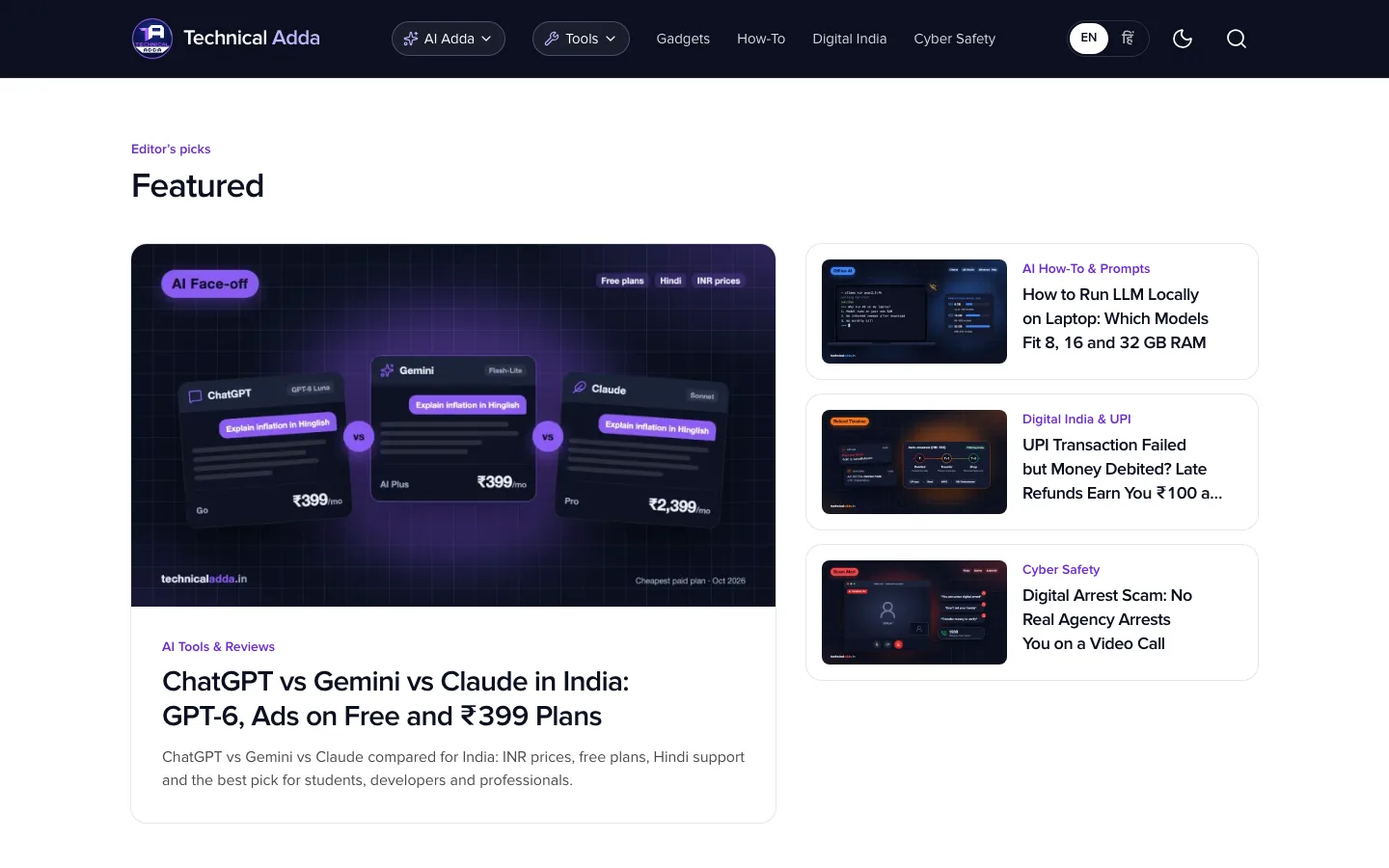 Technical Adda, Editor’s picks